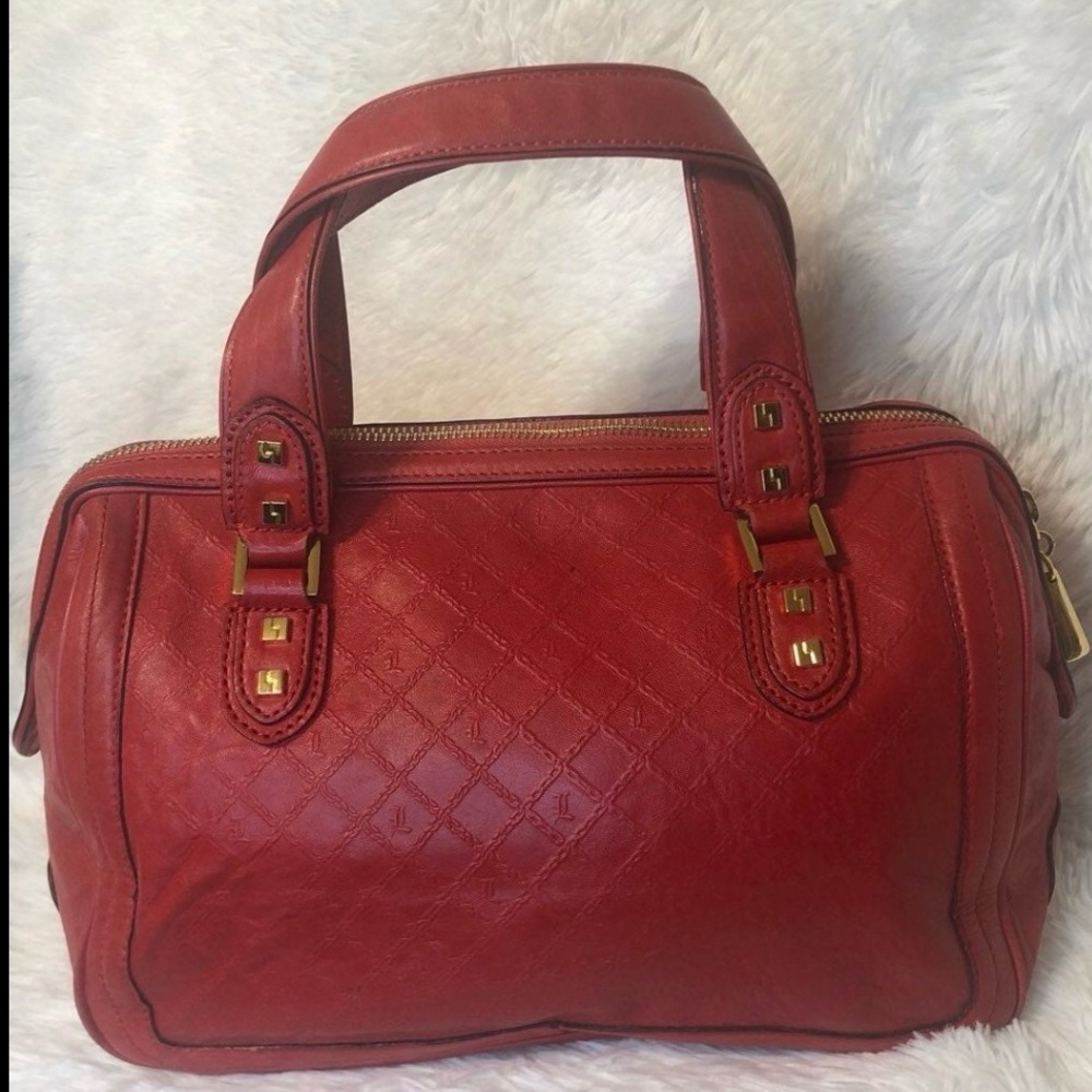 L.A.M.B. Red & Orange Alston Saddle  Y2K White Era Handbag - Picture 2 of 16